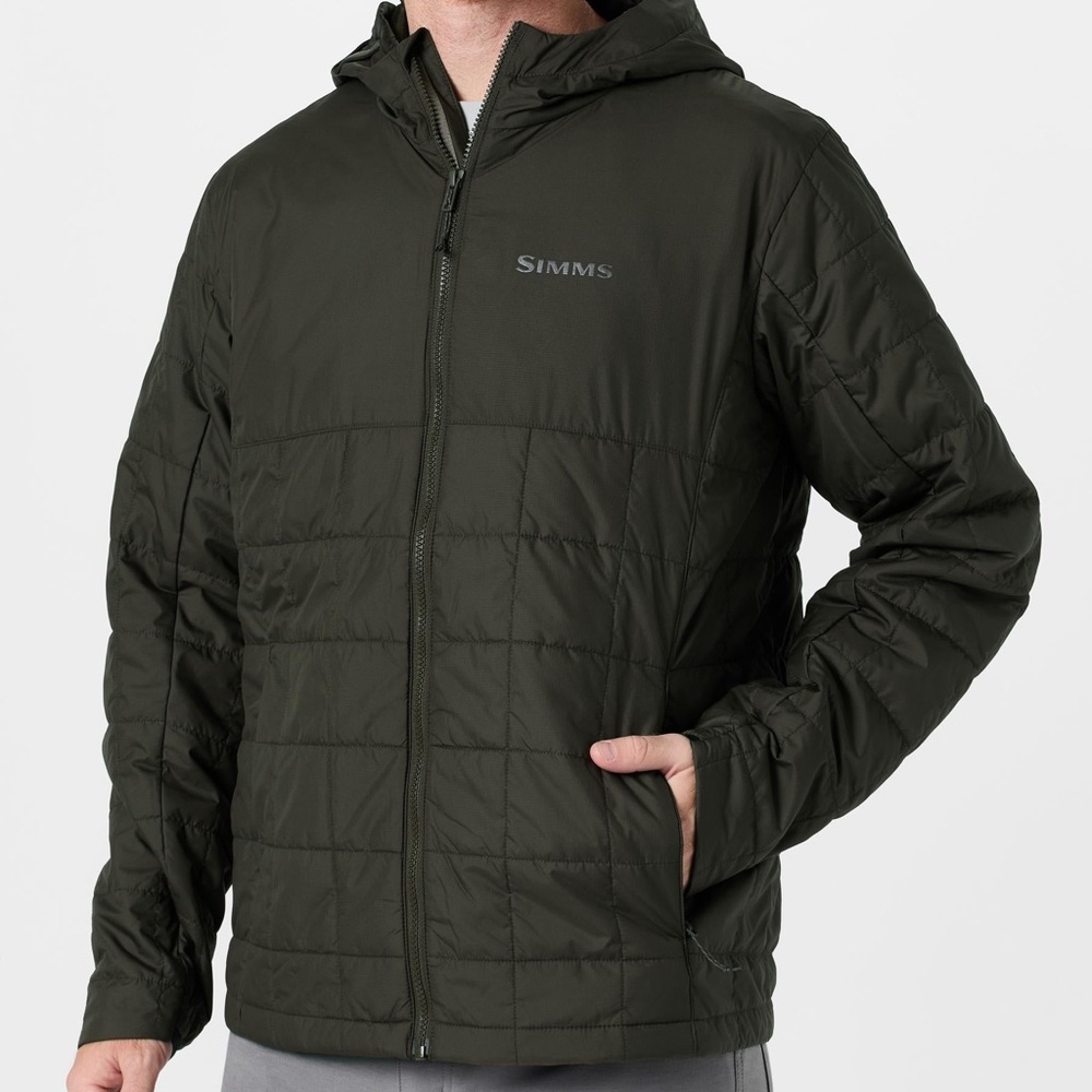 Simms Men's Black‎ Fall Run Quilted Puffer Hooded Jacket